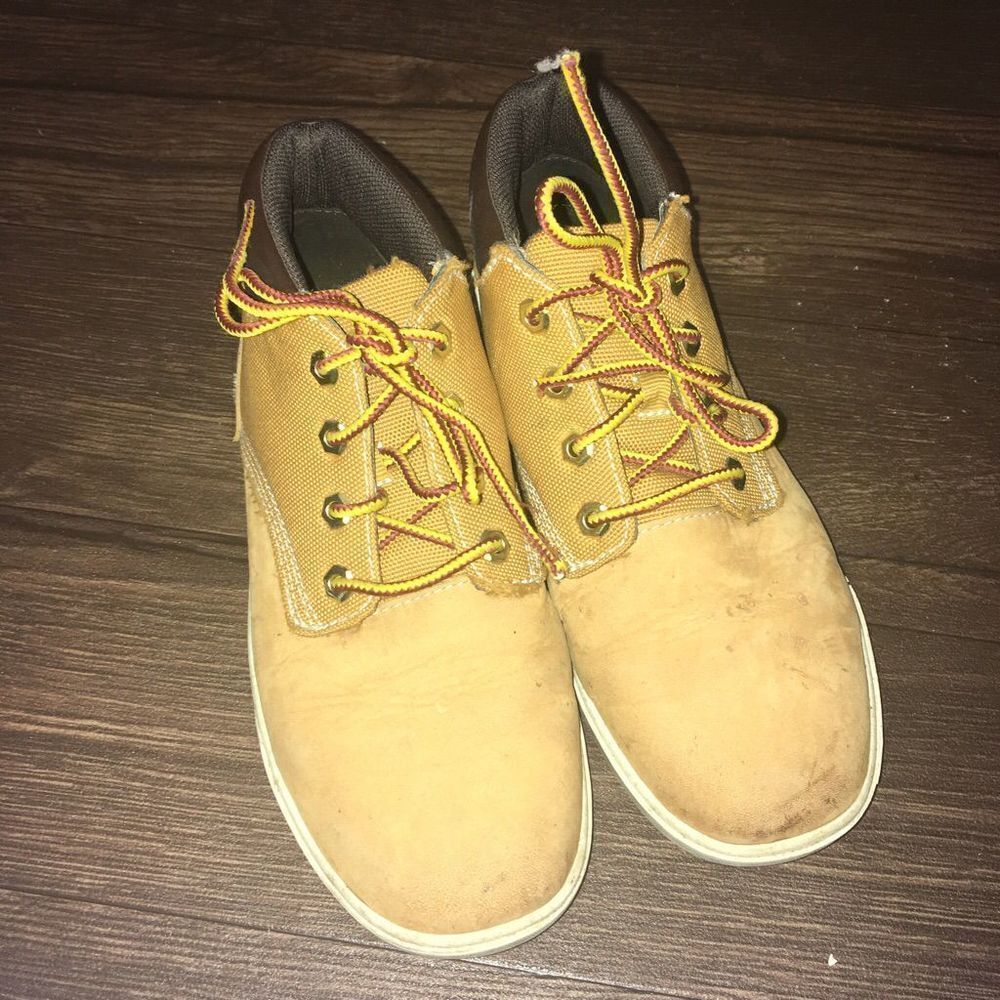 Timberland tan lace up size youth 12 hiking boots